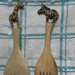Wooden Serving Fork And Spoon