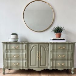 French Provincial Vintage Green Dresser