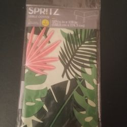 New In Bag Plastic Tropical Theme Table / Backdrop Cover 52  5/32"x 108"  CASH