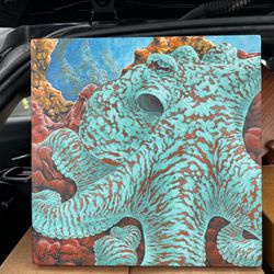 Original Teal Octopus Painting Art