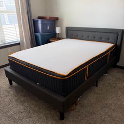 Queen bed frame & mattress