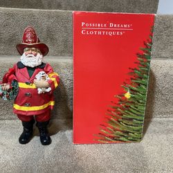 Clothtiqu Possible Dreams Santa Fireman Measures about 10" 1994 Christmas Santa