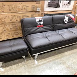 Costco Euro Relax-a-lounger Bonded Leather Futon With Outlet Plug-in