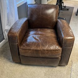 Restoration Hardware Swivel Leather Chair 
