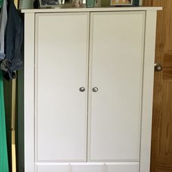 Beautiful White Armoire With 3 Shelves And One Drawer
