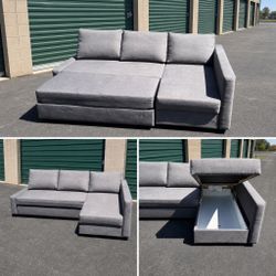 Gray Sectional Couch/Bed/Storage