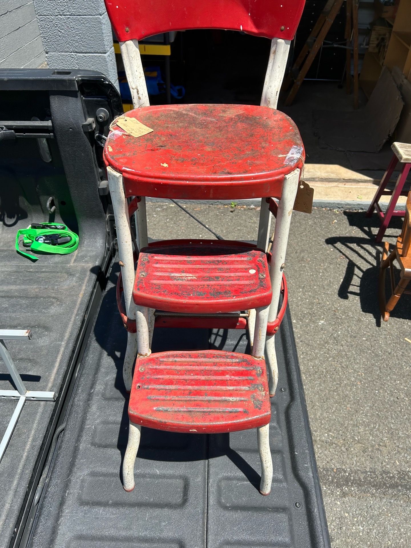 Vintage cosco style red and white kitchen step stool