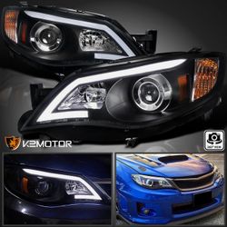 Fits 2008-2011 Subaru Impreza WRX Outback Black LED Bar Projector Headlights