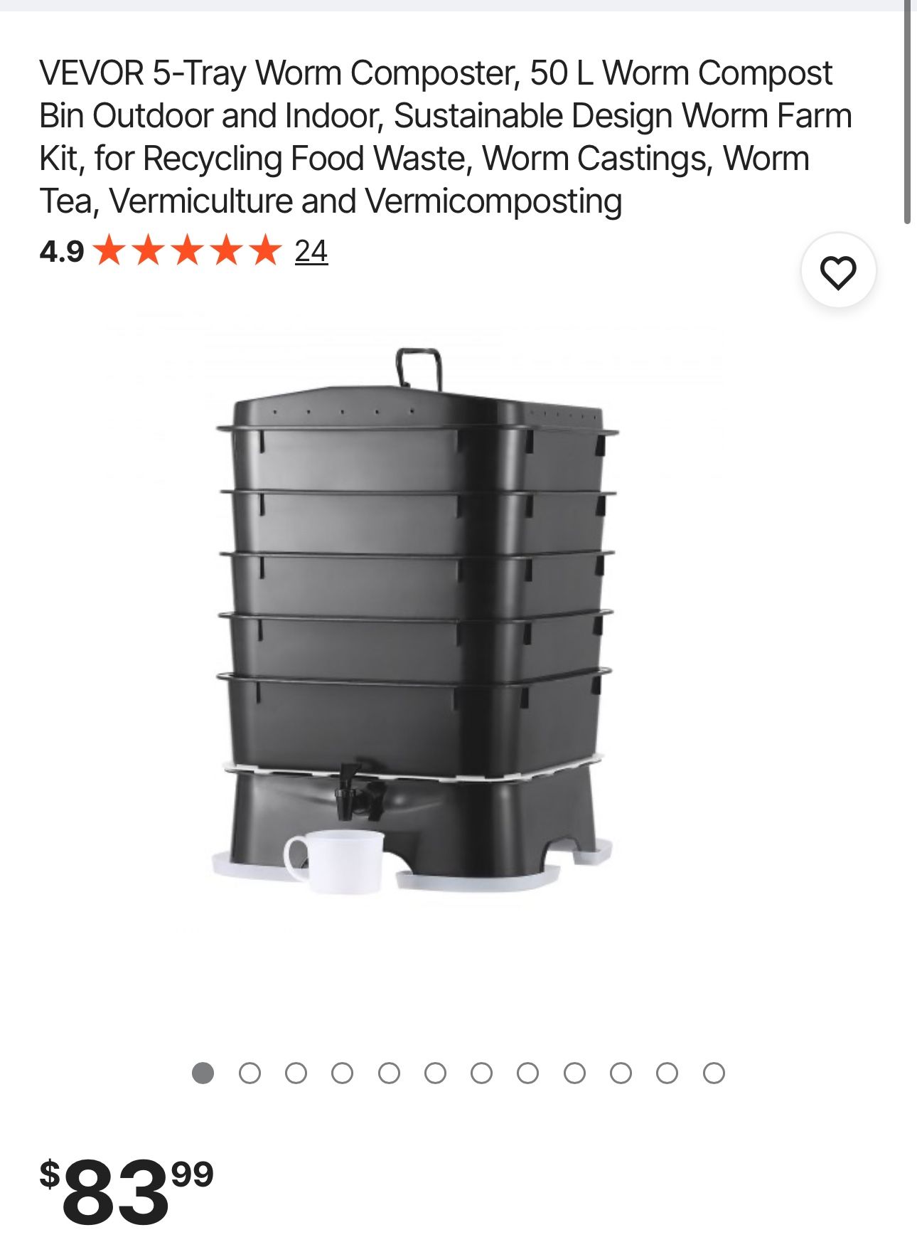 VEVOR 5-Tray Worm Composter, 50 L Worm Compost Bin