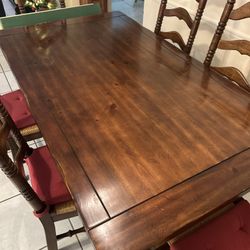 Vintage Solid Wood Dining Table - Seats 6 (protective Table Top Pad Included)