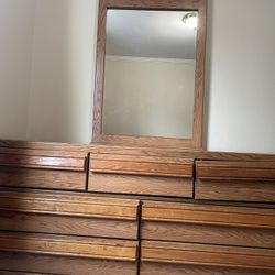 Oak Dresser With Mirror