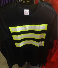 Black short sleeve with hi viz stripes