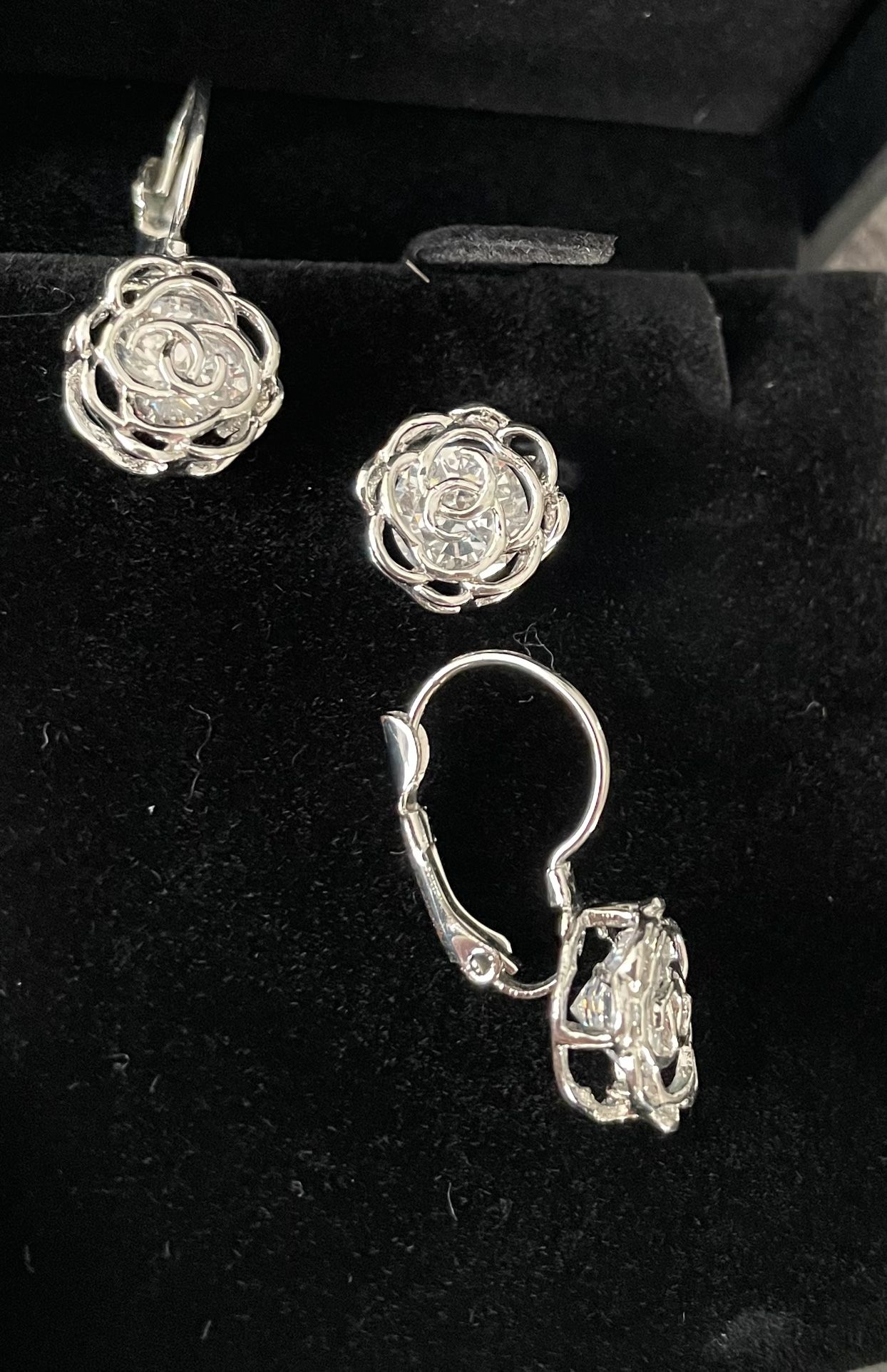 CZ And Sterling Silver Earrings And Necklace Pendant