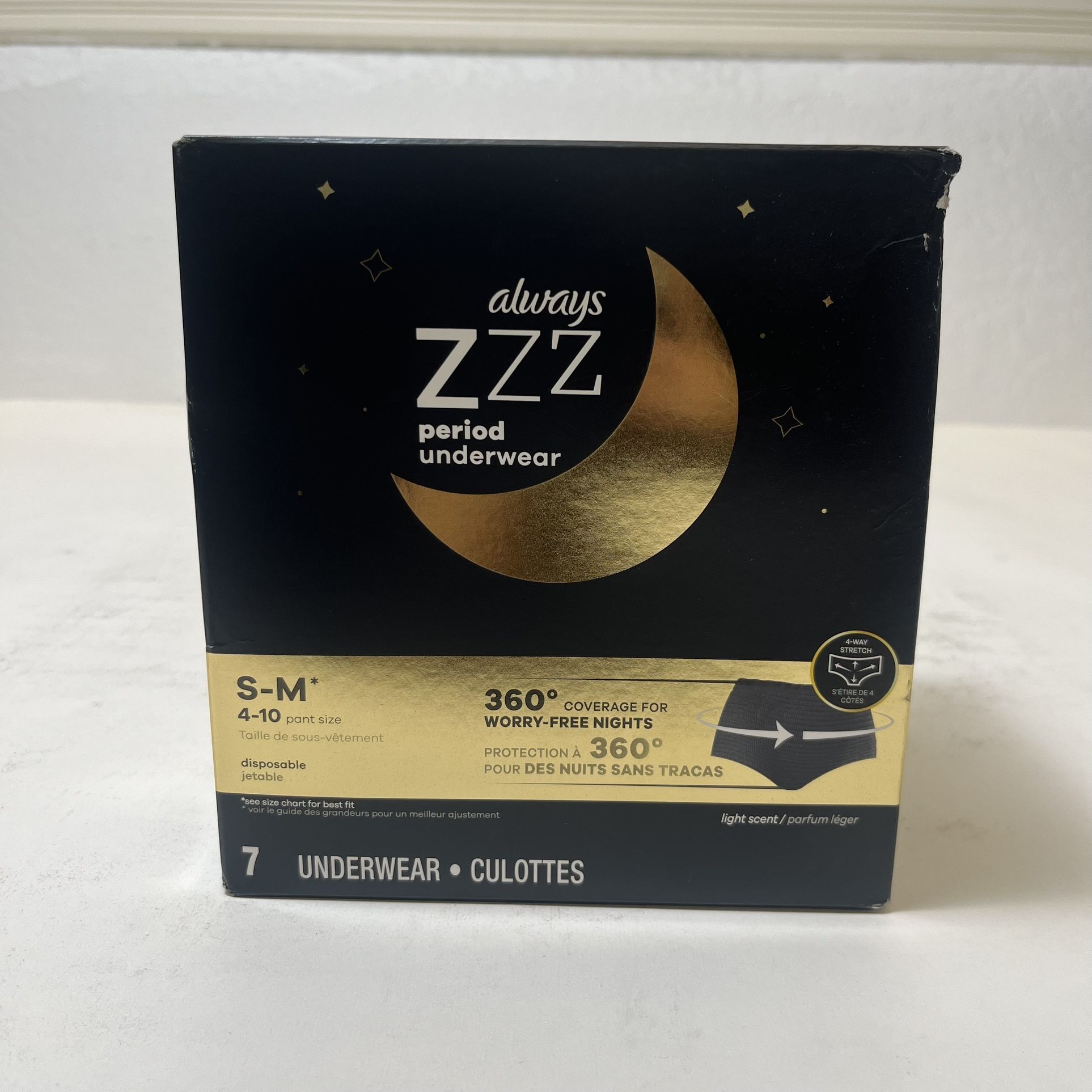 2 PACK Always ZZZ Overnight Period Underwear - S/M - 7ct 