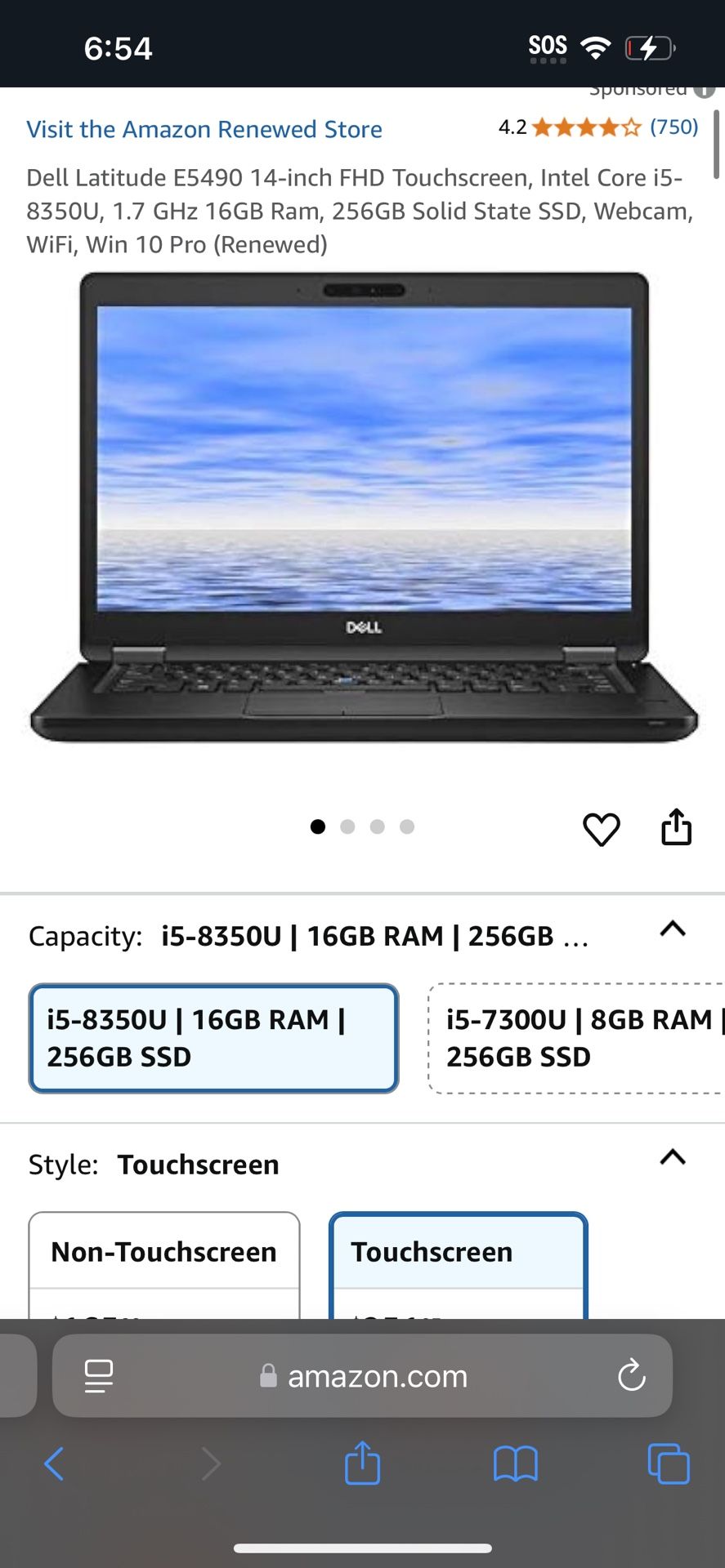 Dell Latitude E5490 14-inch FHD Touchscreen, Intel Core i5-8350U, 1.7 GHz 16GB Ram, 256GB Solid State SSD, Webcam, WiFi, Win 10 Pro (Renewed)