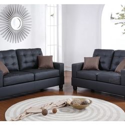 Black Sofa And Love Seat Set 