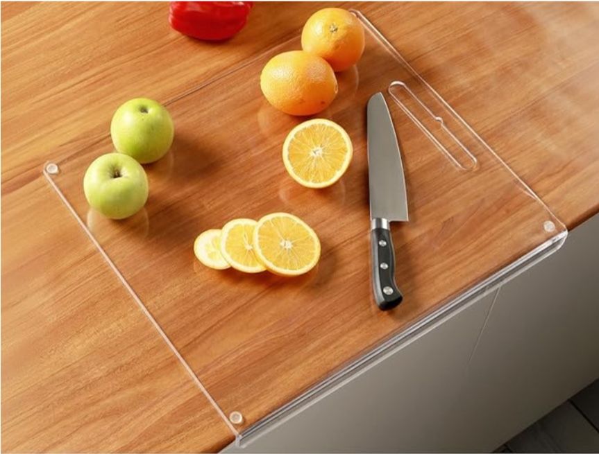 *NEW* 24“x18” Acrylic Cutting Board with Counter Lip, Large Clear Cutting Board for Countertop