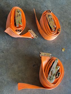 Orange Ratchet Tie-Down Straps Set of 3