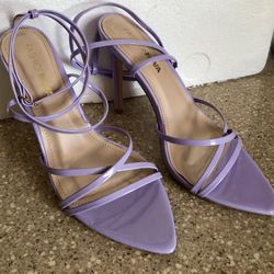 Fashion Nova “ELLA-100F” High Heel Women's 7.5 Open Toe Strappy Ankle Light Purple