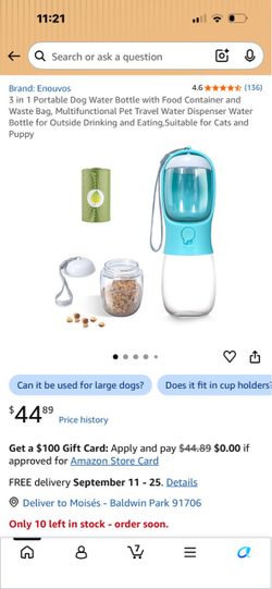 Enouvos 3-in-1 Portable Pet Travel Water Bottle
