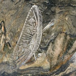 vintage semi antique? etched glass bowl 10.5x2-3Hx1-4W