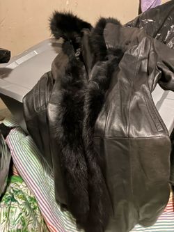 Leather mink coat