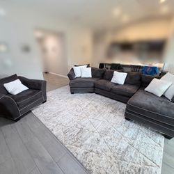 3 Piece Sectional Couch & Oversized Chair Set