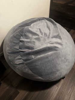 Large foam gray bean bag chair