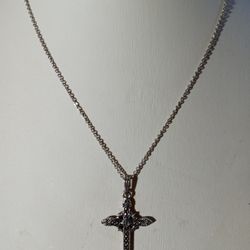 Delicate Marcasite Cross On Cable Chain