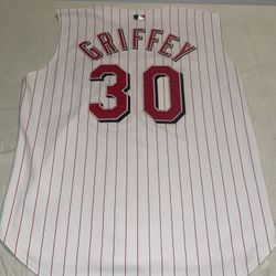 Authentic Ken Griffey Jr Russell Diamond Cincinnati Reds Jersey Men 52 White MLB