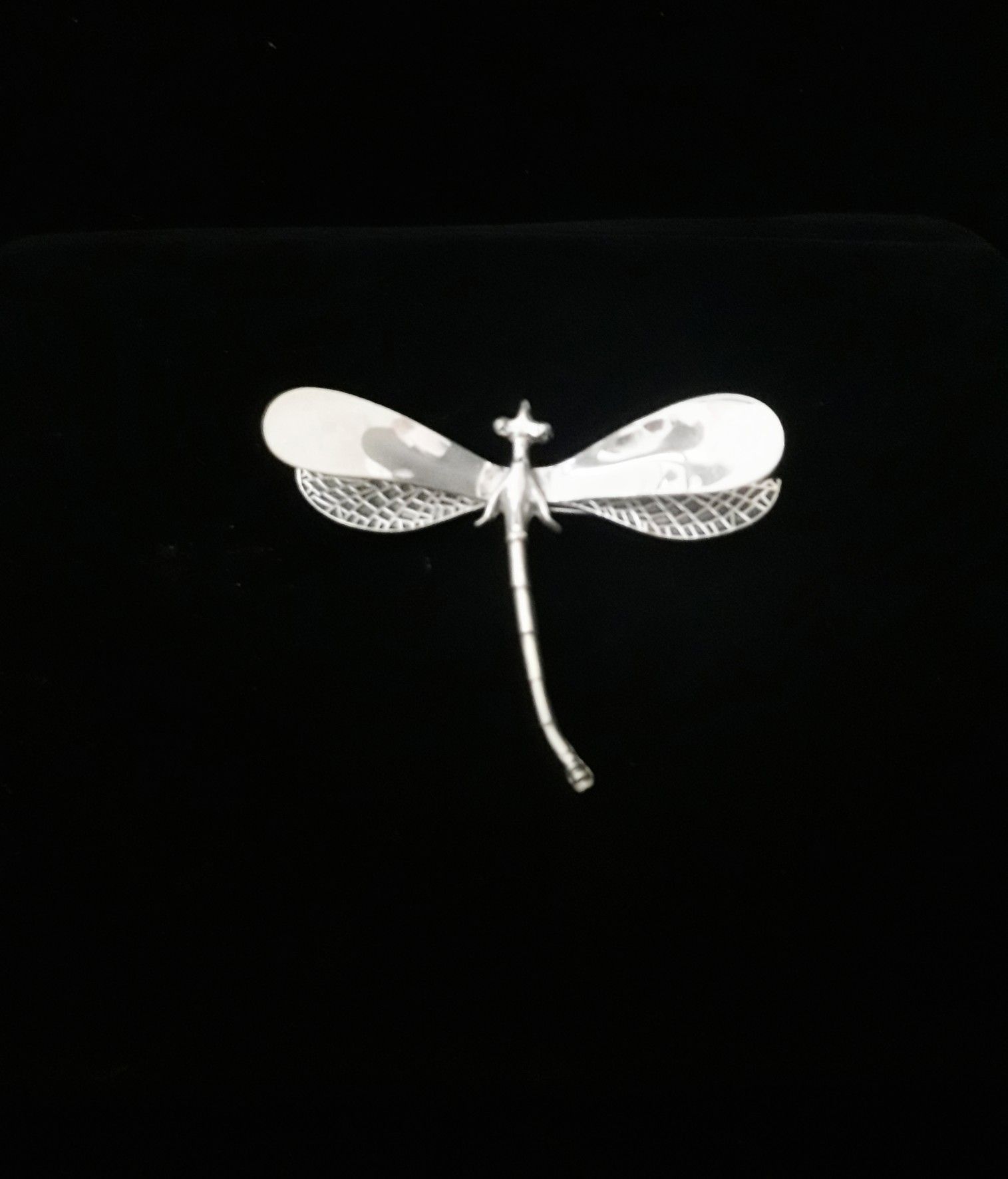 3" x 2.2" Large Heavy Handcrafted Solid Sterling Silver Dragonfly Pin Brooch, signed