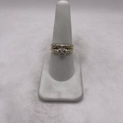 13kt Dual-Tone Gold Duo Diamond Engagement Style Ring Set 