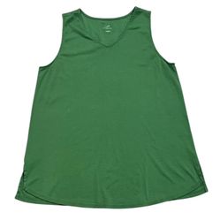 J. Jill Women’s Large Green 100% Pima Cotton Knit Sleeveless V-neck Tee Tank Top