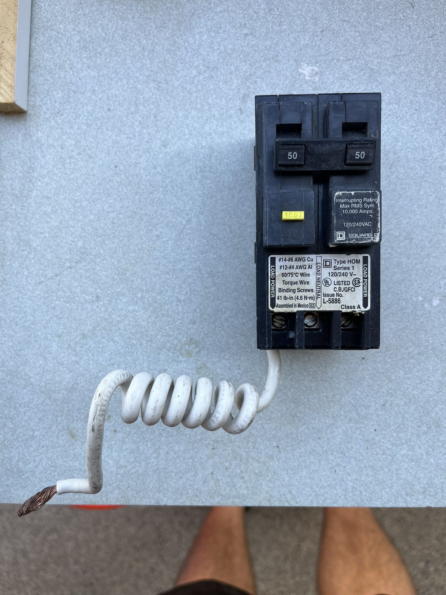 Square D GFCI 50 Breaker For A Spa
