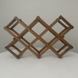 Vintage Boho MCM Jungalow Farmhouse Cottage 8 Bottle Wood Rack