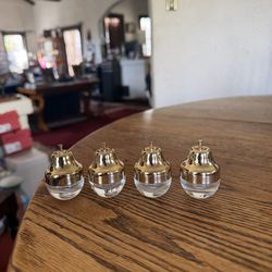 Vintage Crystal Glass Miniature Salt and Pepper Shakers  Set of 4 - NICE!