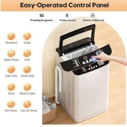 Auertech 28 lbs Portable Washing Machine, Fully Automatic Portable Washer with LED Display, 10 Wash Cycles, 5 Water Levels, 24H Delays, Top Load Washi