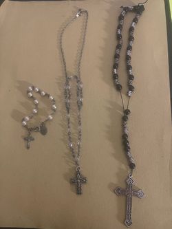2 Rosary necklace, 1 bracelet vintage