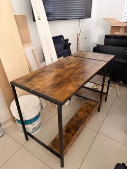 Wood and Metal Desk with Shelf