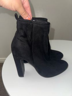 Black Suede Block Heel Ankle Boots