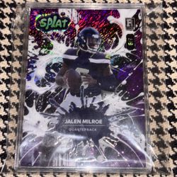 2025 Jalen Milroe Wild Card #/8 Splat Purple And Green Paralell Rookie Seahawks Football Card 