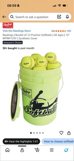 12” softballs, weighted balls, target balls