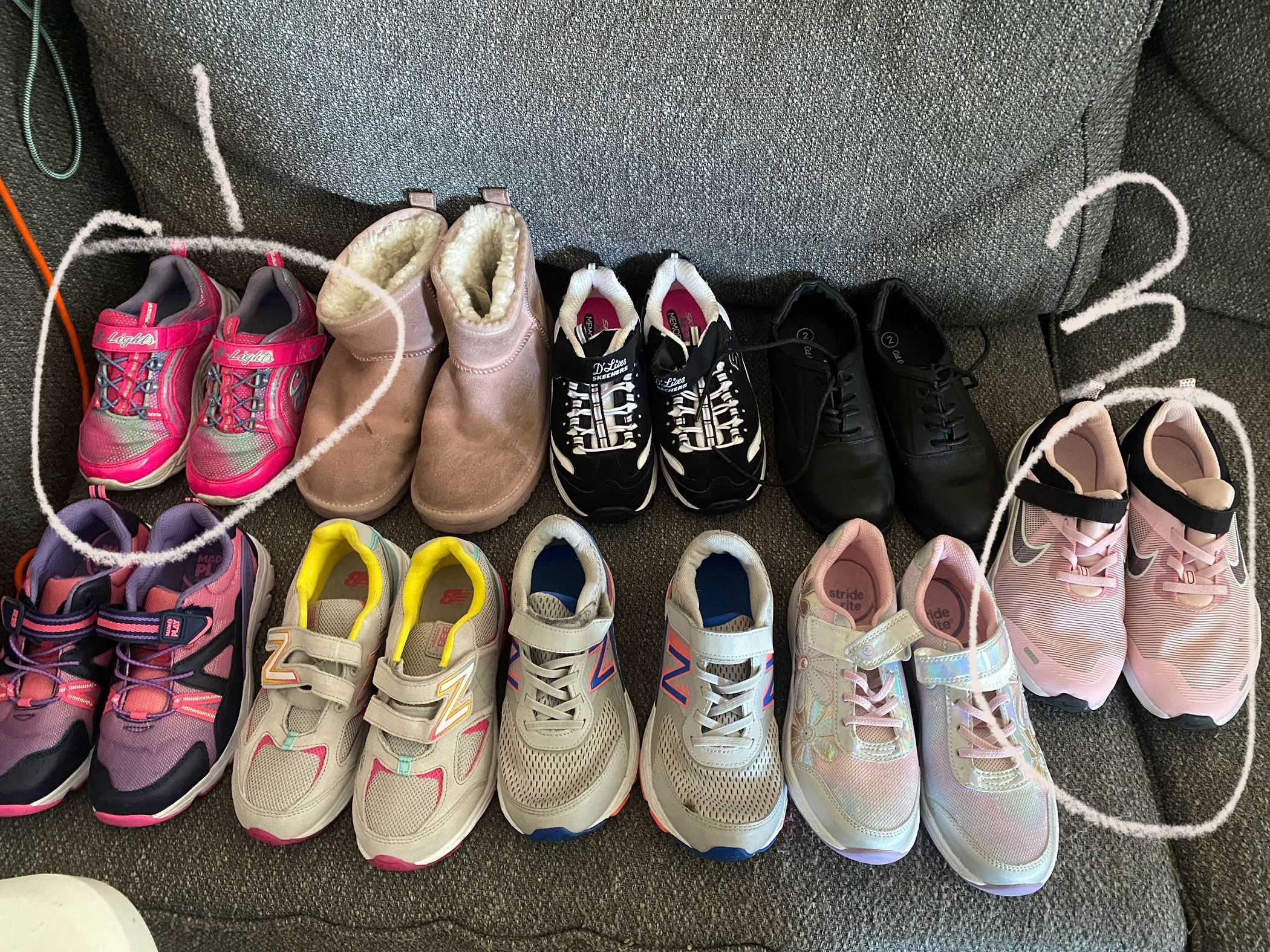 Kids Size 2 Shoes (mostly)