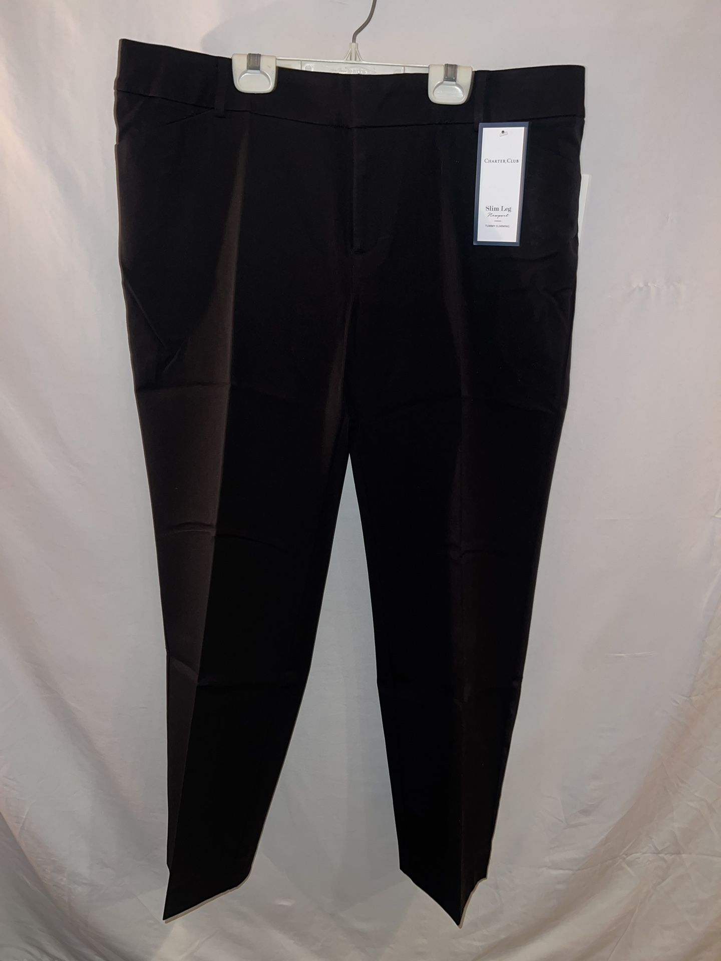 Brand new ladies size 16W slim leg Charter Club Newport tummy slimming black dress pants 