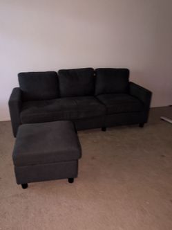 Blue couch and ottoman