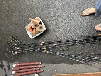 6 Metal Garden Torches, Heavy Duty
