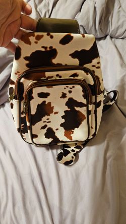 Womens cow print crossbody bag