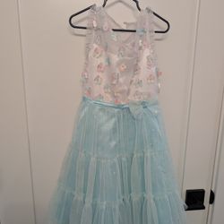 Girls Blue And White Dress