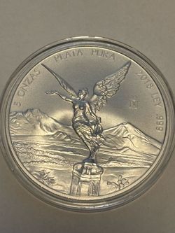 2018 Mexico Libertad five ounce / 5 oz .999 Silver 🇲🇽 in Capsule