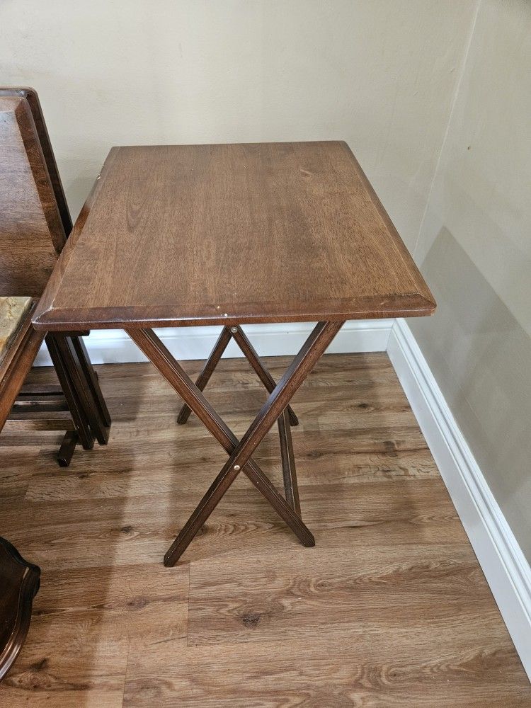 Wooden TV Tray Tables 4 Peices